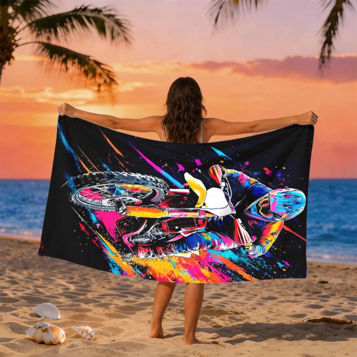 Sarong Men Wrap - 女性・男性用、大判プリント柄のビーチタオル。水着やリゾートでの休暇、ラップとして使える。