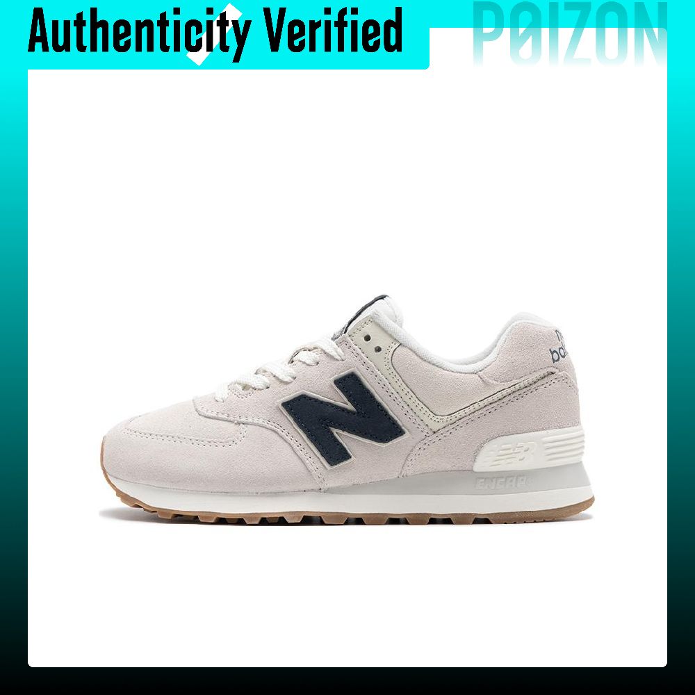 New Balance Shoes 574 - ニューバランス NB 574、牛革を使用した、耐摩耗性に優れたローカットのカジュアルシューズ。ユニセックス、グレーと白の配色。U574NGB-D。