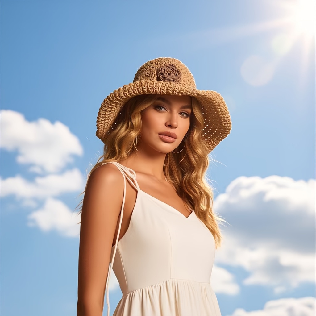 ボヘミアンフローラル柄 レディース ワイドブリム ビーチスト - Bucket Hat Straw のレビューと価格