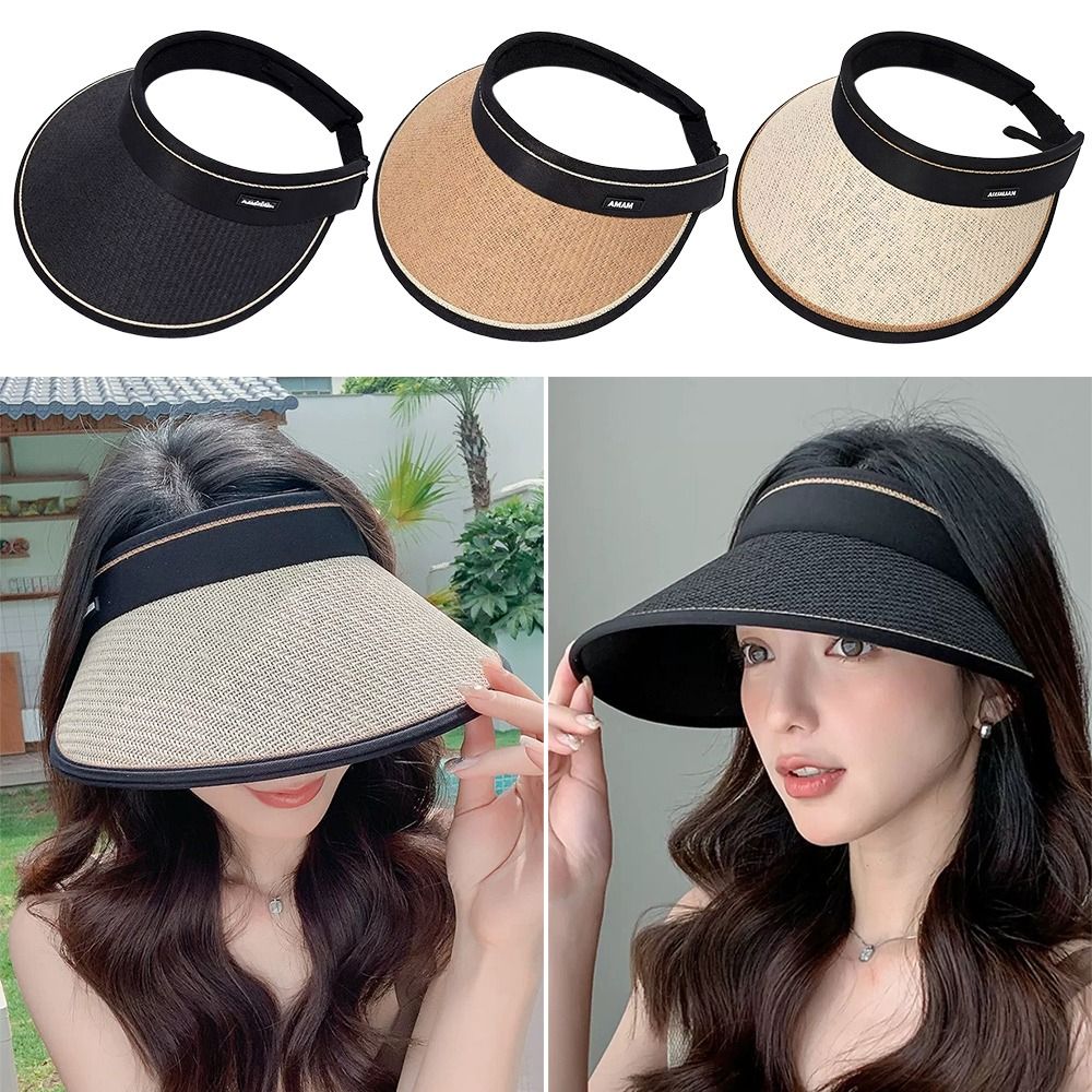 編み込みデザインの中空ストローワイドブリムハット 折りたたみ - Bucket Hat Straw のレビューと価格