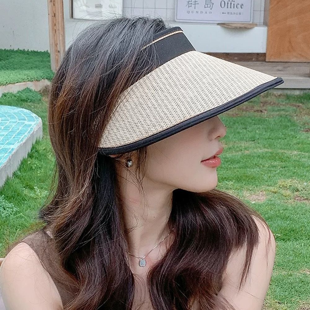 編み込みデザインの中空ストローワイドブリムハット 折りたたみ - Bucket Hat Straw のレビューと価格
