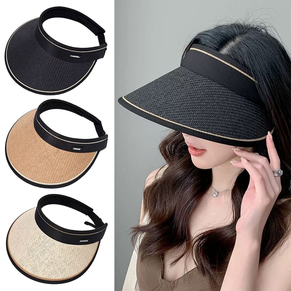 編み込みデザインの中空ストローワイドブリムハット 折りたたみ - Bucket Hat Straw のレビューと価格